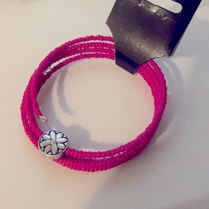 Hot pink beaded memory wire floral by Amanda Sanchez new